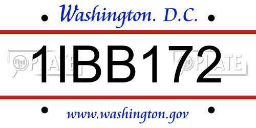 1IBB172 District Of Columbia License Plate
