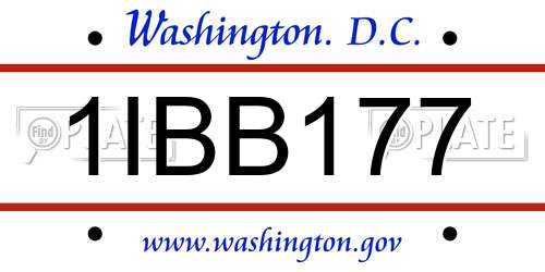 1IBB177 District Of Columbia License Plate