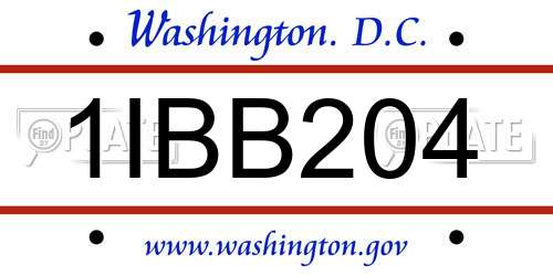 1IBB204 District Of Columbia License Plate