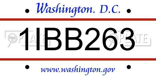1IBB263 District Of Columbia License Plate