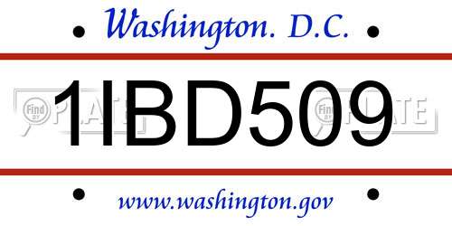 1IBD509 District Of Columbia License Plate