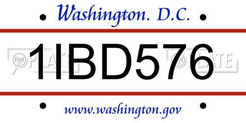 1IBD576 District Of Columbia License Plate