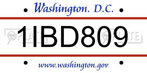 1IBD809 District Of Columbia License Plate
