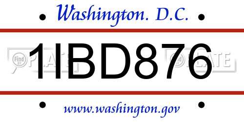 1IBD876 District Of Columbia License Plate