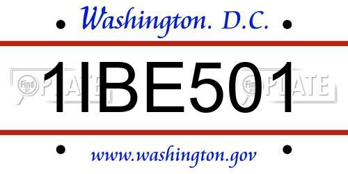 1IBE501 District Of Columbia License Plate
