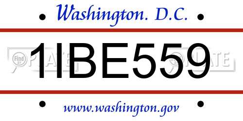 1IBE559 District Of Columbia License Plate