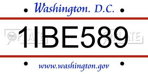1IBE589 District Of Columbia License Plate