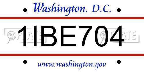 1IBE704 District Of Columbia License Plate