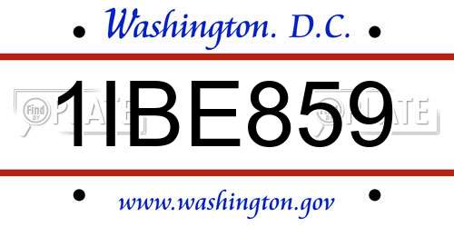 1IBE859 District Of Columbia License Plate