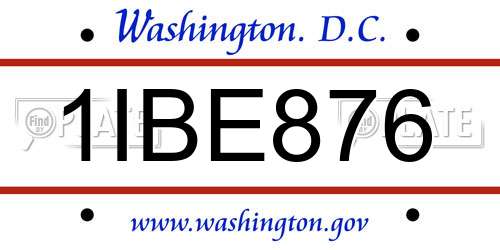 1IBE876 District Of Columbia License Plate