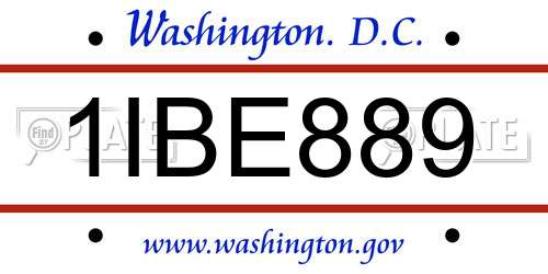 1IBE889 District Of Columbia License Plate