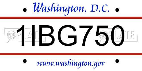 1IBG750 District Of Columbia License Plate