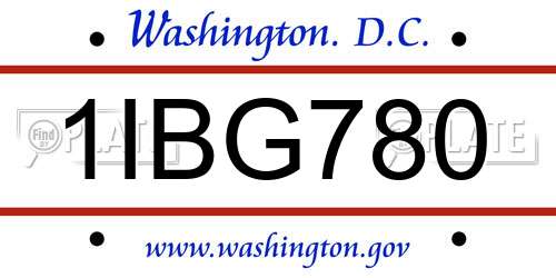 1IBG780 District Of Columbia License Plate