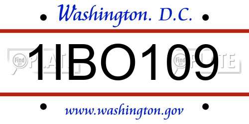 1IBO109 District Of Columbia License Plate