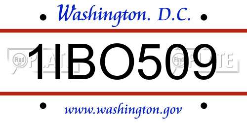 1IBO509 District Of Columbia License Plate