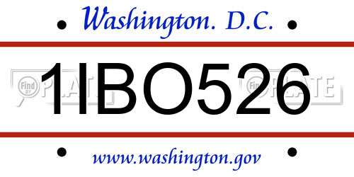 1IBO526 District Of Columbia License Plate
