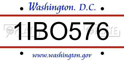 1IBO576 District Of Columbia License Plate