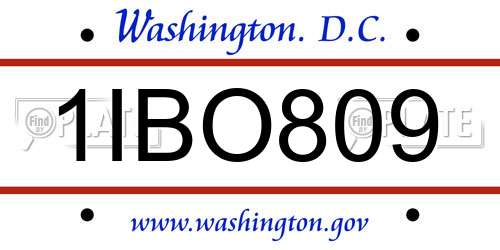 1IBO809 District Of Columbia License Plate