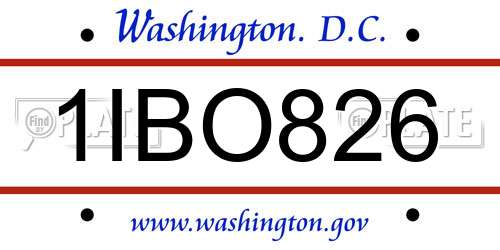 1IBO826 District Of Columbia License Plate