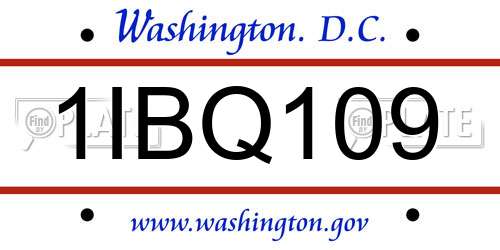 1IBQ109 District Of Columbia License Plate