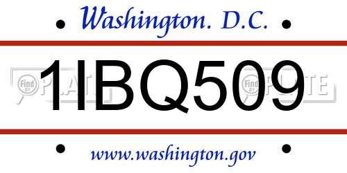 1IBQ509 District Of Columbia License Plate