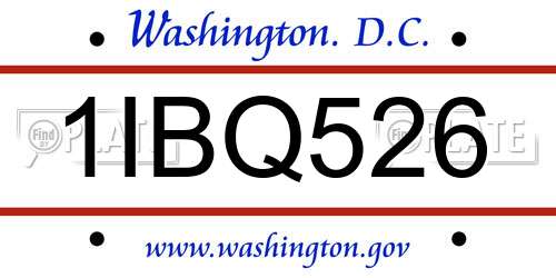 1IBQ526 District Of Columbia License Plate