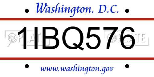 1IBQ576 District Of Columbia License Plate