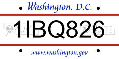 1IBQ826 District Of Columbia License Plate