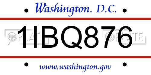 1IBQ876 District Of Columbia License Plate