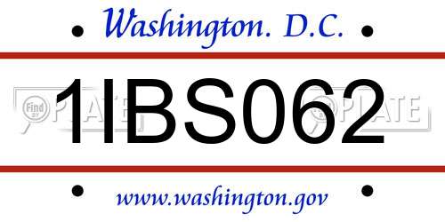 1IBS062 District Of Columbia License Plate