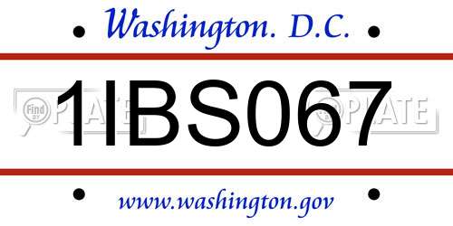 1IBS067 District Of Columbia License Plate