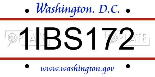 1IBS172 District Of Columbia License Plate