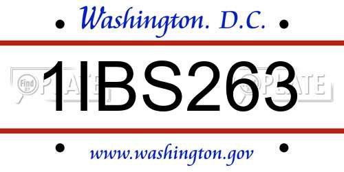 1IBS263 District Of Columbia License Plate