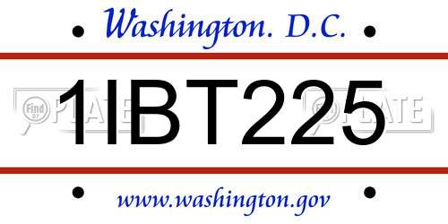1IBT225 District Of Columbia License Plate