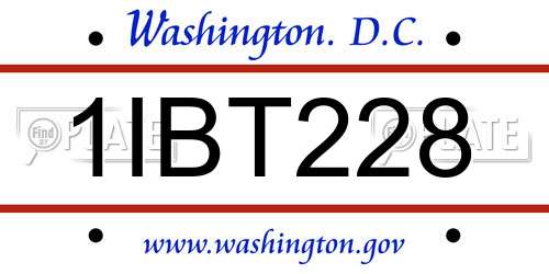 1IBT228 District Of Columbia License Plate