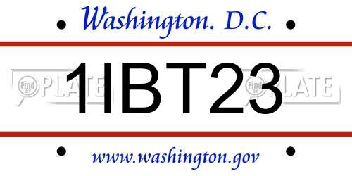 1IBT23 District Of Columbia License Plate