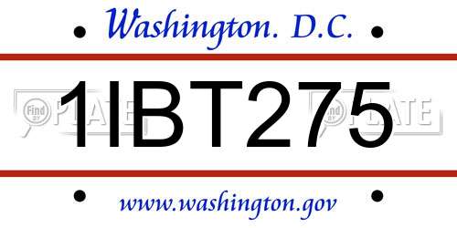 1IBT275 District Of Columbia License Plate