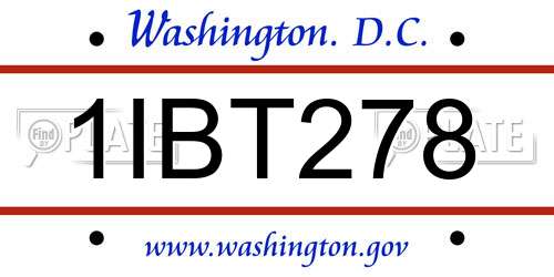 1IBT278 District Of Columbia License Plate