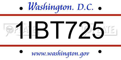 1IBT725 District Of Columbia License Plate