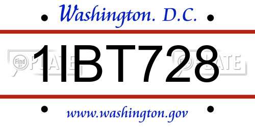 1IBT728 District Of Columbia License Plate
