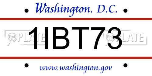 1IBT73 District Of Columbia License Plate
