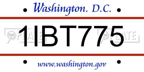 1IBT775 District Of Columbia License Plate