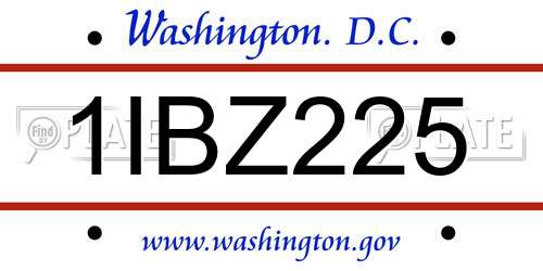 1IBZ225 District Of Columbia License Plate