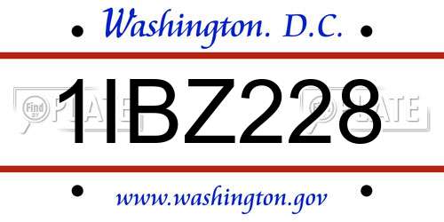 1IBZ228 District Of Columbia License Plate