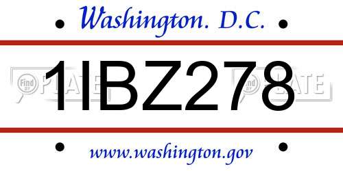 1IBZ278 District Of Columbia License Plate
