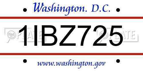 1IBZ725 District Of Columbia License Plate
