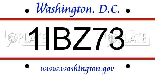 1IBZ73 District Of Columbia License Plate