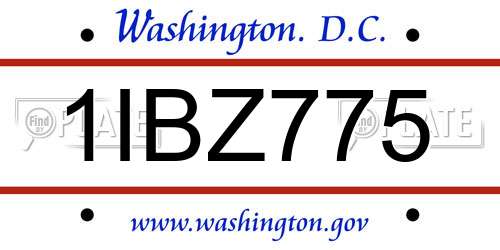 1IBZ775 District Of Columbia License Plate