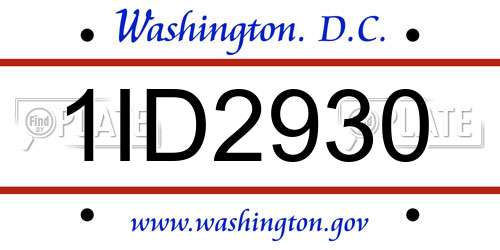 1ID2930 District Of Columbia License Plate