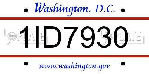 1ID7930 District Of Columbia License Plate